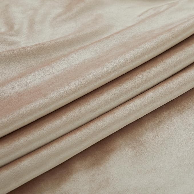 PRIMROSE Champagne Velvet Curtains 84 inch Long for Living Room,Set of 2 Panels Blackout Rod Pocket Back Tab Window Treatment Room Darkening Heavy Decorative Curtains Drapes for Bedroom