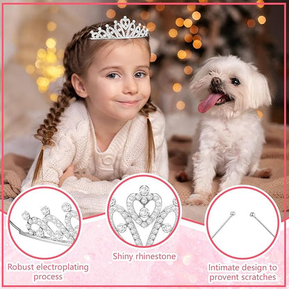 Tondiamo 30 Pcs Tiaras Bulk for Girls Princess Crown Rhinestone Tiaras Bendable Adjustable Headband for Kid Hair Accessory