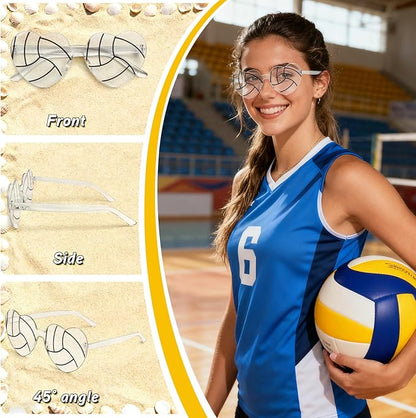 Pibupibu 12/24 Pack Volleyball Softball Football Soccer Gifts for Team Coach Heart Sunglasses Bulk Sports Party Favor Glasses