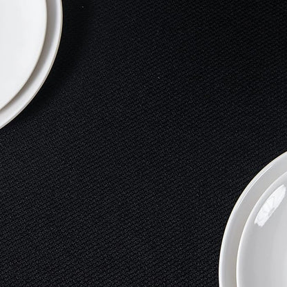 maxmill Rectangle Textured Tablecloth Waterproof Spillproof Wrinkle Free Table Cloth, Kitchen Dining Tabletop Decoration, Fabric Table Cover for Outdoor and Indoor Use, 52 x 70 Inch, Black