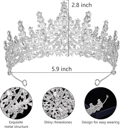 Tiaras and Crowns for Women Crystal Princess Tiaras Rhinestone Queen Crowns For Wedding Bridal Birthday Prom Pageant Party (Tiara 100)
