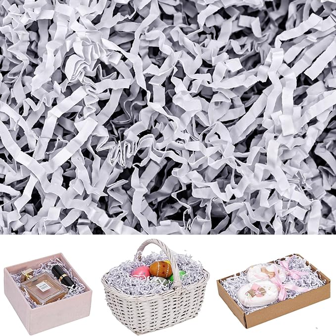 VGOODALL 2LB White Crinkle Paper Filler, Shredded Confetti Paper for Gift Basket Filling Wedding Anniversary Party Gift Box Filler Stuffing
