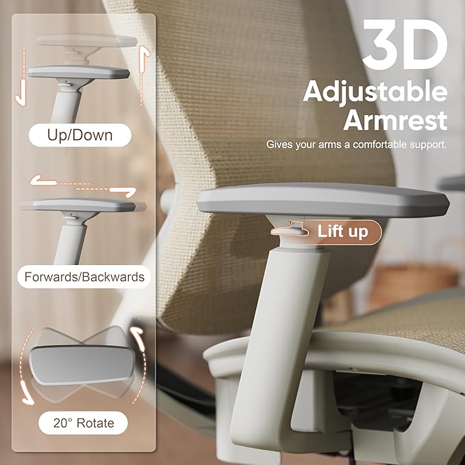 ELABEST Mesh Office Chair,Ergonomic Computer Desk Chair,Sturdy Task Chair- Adjustable Lumbar Support & Armrests,Tilt Function,Comfort Wide Seat,Swivel Home Office Chair
