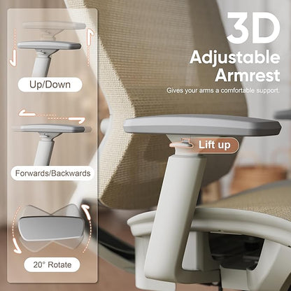 ELABEST Mesh Office Chair,Ergonomic Computer Desk Chair,Sturdy Task Chair- Adjustable Lumbar Support & Armrests,Tilt Function,Comfort Wide Seat,Swivel Home Office Chair