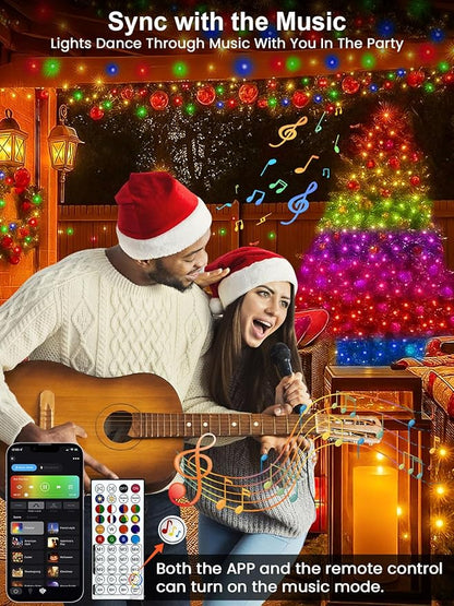 Smart Color Changing Christmas Lights with Remote & App Control, 132FT 400 LED RGB String Lights with Timer, Music Sync Multiple Modes Twinkle Christmas Tree Light Waterproof Indoor Outdoor Xmas Decor