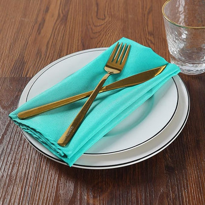 Cloth Napkins 20x20 inch Washable Polyester Dinner Napkins Soft Table Napkins for Wedding Party Dining Banquet(Turquoise,100PCS)