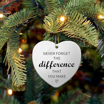 Never Forget The Difference That You Make,Thank You Gifts Ceramic Ornament 2025,Keepsake Sign Heart Farewell Going Away Goodbye Appreciation Retirement Gifts for Women Men Coworker Boss Friend