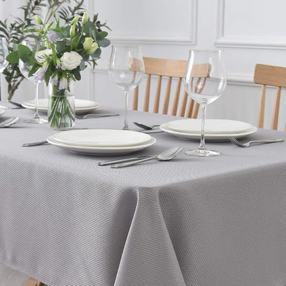 maxmill Textured Tablecloth Stain Resistant Waterproof and Wrinkle Resistant Washable Soft Table Cloth, Fabric Table Cover for Dining Room and Outdoor Use, Rectangle 60 x 120 Inch, Light Grey