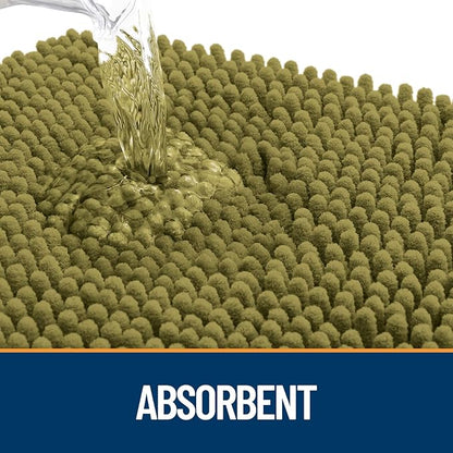 OLANLY Dog Door Mat for Muddy Paws 70x35, Absorbs Moisture and Dirt, Absorbent Non-Slip Washable Doormat, Quick Dry Chenille Mud Mat, Entry Indoor Entryway Carpet for Inside Floor, Willow Green