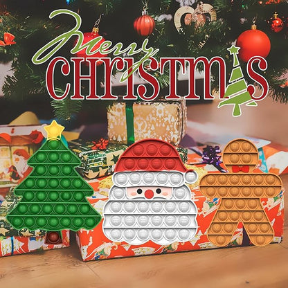 Christmas 2025 Silicone Bubble Press Toy Pack – Festive Holiday Stress-Relief Push-Bubble Sensory Toys with Santa Claus Gingerbread Man Tree, Gifts for Boys Girls Adult ADHD Party Decoration 3+