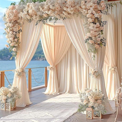 6 Panels Champagne Backdrop Curtain for Parties Wedding Baby Shower Wrinkle Free Photo Curtains Backdrop Drapes Fabric Decoration for Bridal Shower 30ft(W) x 10ft(H)