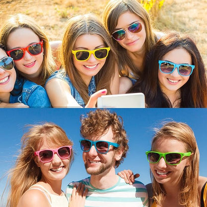 Eyegla 8/12/18 Pack Neon Sunglasses Bulk Colorful Multipack Party Sunglasses Retro Glasses Party Favor for Adult Men Women