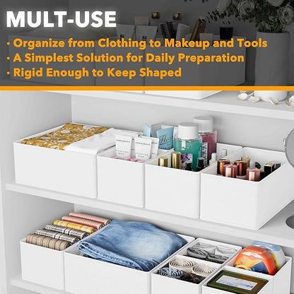 SpaceAid Drawer Organizer Clothes, 12 Pack Dresser Organizer Bins for Nursery, Closet Organization and Storage Dividers for Clothing, Baby Clothes, Underwears, Socks (White)