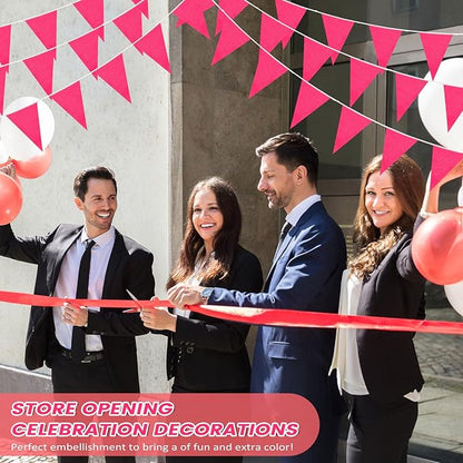 100 Feet Pennant Banners Flags 75 Solid String Triangle Flags for Grand Opening, Carnival Theme Birthday Party Decoration Outdoor Events Classroom Decoration(Rose Red)