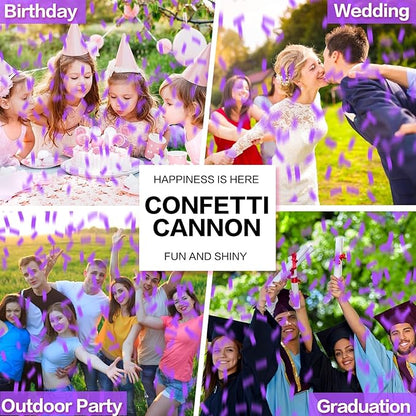 Confetti Cannon 12Pack Purple Party Popper Shooters 12 Inch Confftti Poppers for Wedding Birthday Graduation Christmas New Year Eve Party Supply Launches 20-25ft