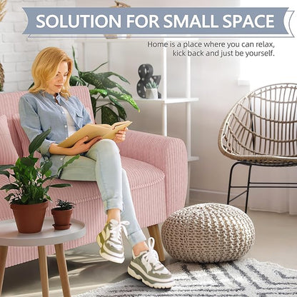 Shintenchi Small Modern Loveseat Couch Sofa, Mid Century Fabric Upholstered 2-Seat Sofa Couch Love Seats Furniture for Small Space,Living Room,Studio,Apartment with 2 Pillows, Pink