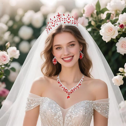 Kamirola Tiaras and Crowns for Women,Tiaras Earrings Necklace, Crystal Bridal Jewelry Set, Costume Party Halloween Prom Pageant Jewelry for Women TR80