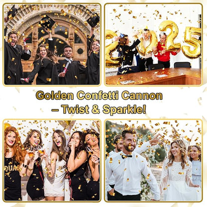 12 Inch Gold Confetti Poppers | 5 Pack Confetti Cannons for Weddings, New Years, Graduation, Anniversary and Any Celebration