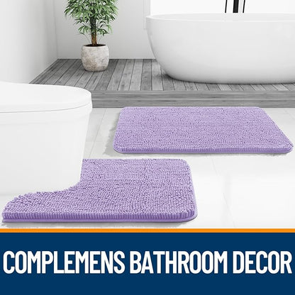 OLANLY Bathroom Rugs 47x17, Extra Soft Absorbent Chenille Bath Rugs, Rubber Backing Quick Dry, Machine Washable Bath Mats for Bathroom Floor, Tub and Shower, Home Decor Accessories, Lavender