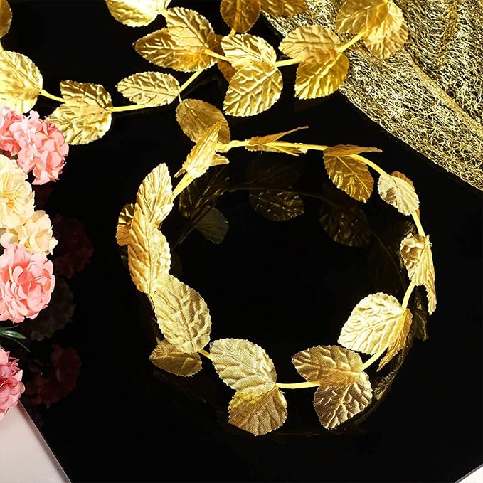 Unittype 48 Pcs Gold Laurel Crown Wreath Gold Leaf Headband Greek Toga Goddess Costume Headpiece for Women Halloween Accessories
