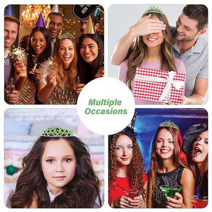 10 Pcs Green Tiaras Crowns Headbands for Women Girls, Bulk Princess Tiana Crown Tiara Costume Accessories for Halloween Outfit Cosplay Party Prom Quinceanera Pageant Tiana Crown