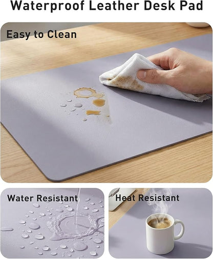 Aothia Faux Leather Desk Mat - Large Mouse Pad, Non-Slip PU Leather Blotter, Waterproof Writing Surface for Office and Home (Lavender, 63" x 24")