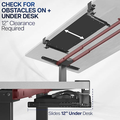 VIVO Large Clamp-on Computer Keyboard and Mouse Under Desk Slider Tray, 27 x 11 inch Pull Out Platform Drawer, Dark Wood, MOUNT-KB05D