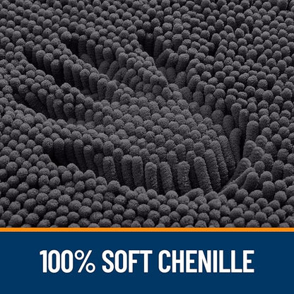 OLANLY Bathroom Rugs 59x20, Extra Soft Absorbent Chenille Bath Rugs, Rubber Backing Quick Dry, Machine Washable Bath Mats for Bathroom Floor, Tub and Shower, Home Decor Accessories, Dark Grey