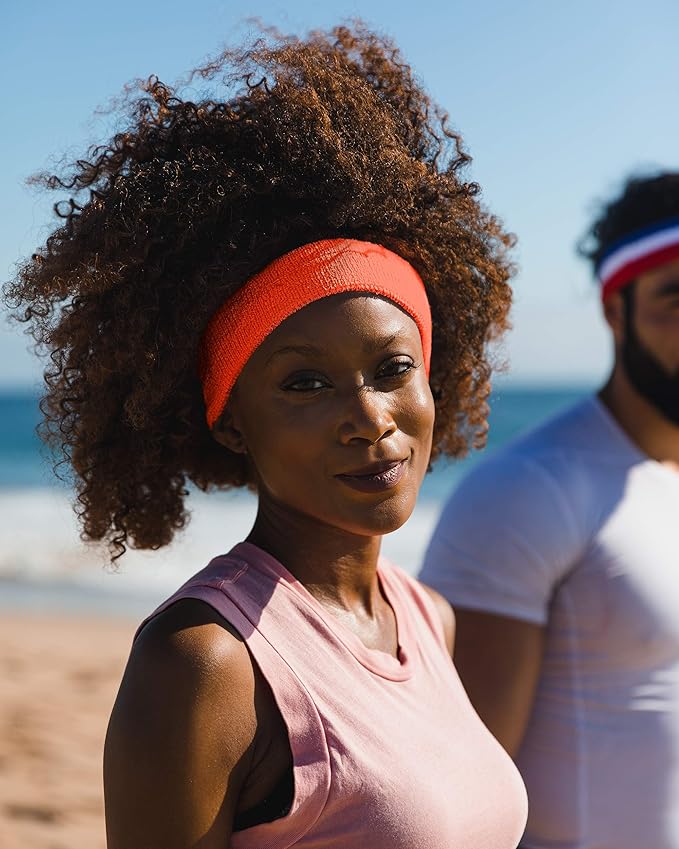 Suddora Workout Headband for Men and Women, Moisture-Wicking Athletic Sweatband, Lightweight Cotton Terry Cloth Bands for Basketball, Tennis, Football, Gym, Running, Cosplay & Costumes