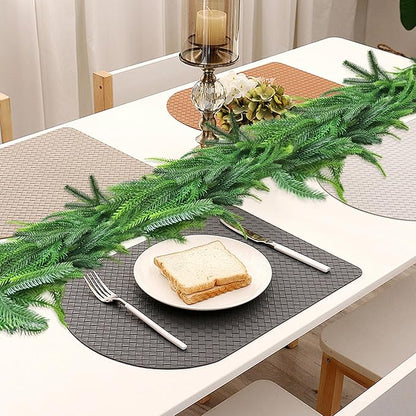 2 Pack Christmas Real Touch Norfolk Pine Garland Table Garland, 6ft Artificial Faux Greenery Garlands for Mantle Indoor Home Decor Xmas Holiday Seasonal