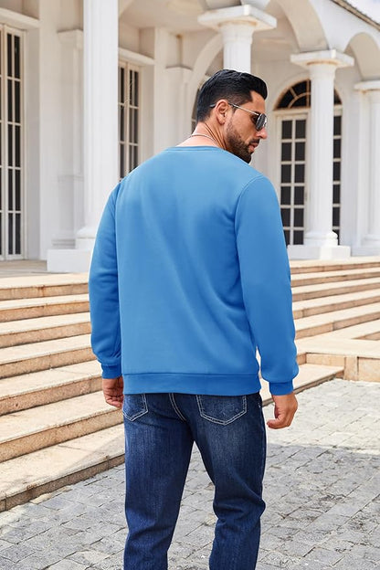 Boladeci Men's Full Sherpa Lined Crewneck Sweatshirts Heavy-weight Fleece Pullover Thick Thermal Long Sleeve Cotton