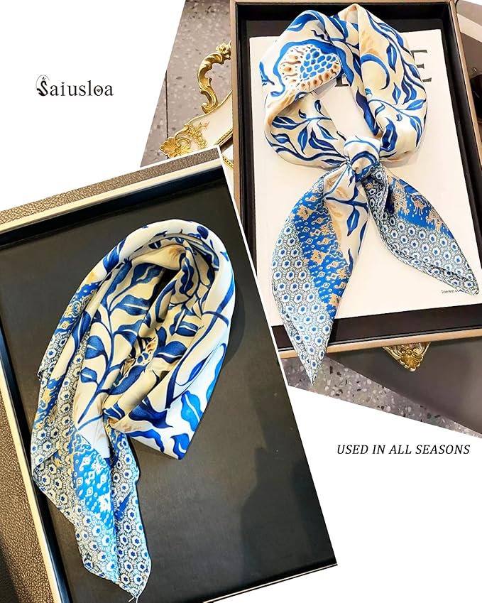 Neck Scarf For Womens Silky Head Scarves Hair Bandanas Square Scarf Fashion Accessories lightweight