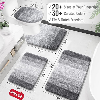 OLANLY Bathroom Runner Rugs 40x24, Extra Soft Absorbent Microfiber Bath Rugs, Rubber Backing, Quick Dry, Machine Washable Bath Mats for Bathroom Floor, Tub and Shower, Home Decor Accessories, Grey