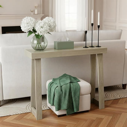 Plank+Beam Classic 36 Inch Console Table, Solid Pine Wood Entryway Table, Narrow Sofa Table for Hallway or Living Room, Seashell