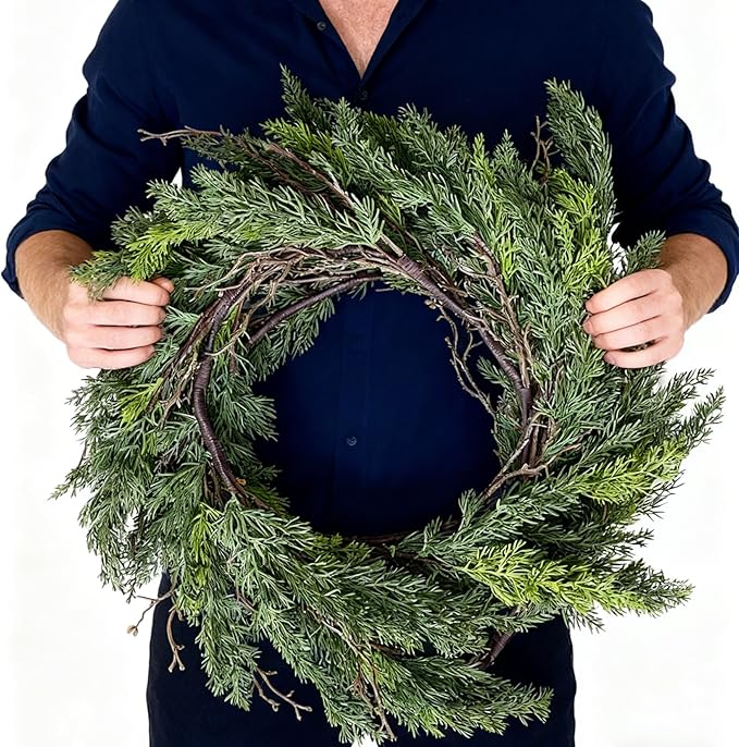 9ft Christmas Real Touch Garlands with Withered Branches,Suitable for Gifting,Artificial Cedar Pine Garland for Christmas Decorations Home Indoor Stairs Table Fireplace Outdoor Holiday