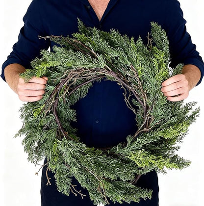 9ft Christmas Real Touch Garlands with Withered Branches,Suitable for Gifting,Artificial Cedar Pine Garland for Christmas Decorations Home Indoor Stairs Table Fireplace Outdoor Holiday