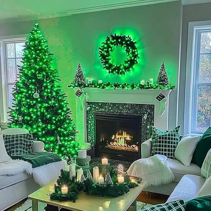 JMEXSUSS 200 LED Christmas Lights Outdoor, 66ft Connectable Green String Lights Plug in, 8 Modes Waterproof Green Christmas Lights for Outside Indoor Yard St Patrick's Day Tree Halloween Xmas Decor