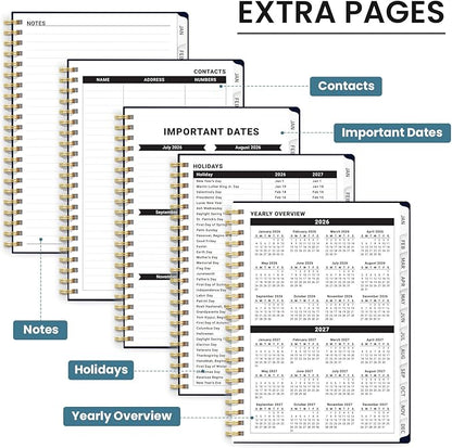2026 Planner, Weekly and Monthly Planner for Women, Jan 2026 - Dec 2026 Pretty 2026 Calendar Planner with Monthly Tabs, Inner Pocket, Spiral Binding, Perfect for Office Home School - 6.3" x 8.5", Jellyfish Drift