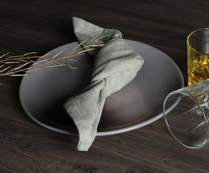 Native Fab Solid Cloth Napkin Set of 4, 100% Chambray Cotton, Washable, Reusable Dinner Cloth Napkin 17x17 inches, Table Decor Napkins for Dinner, Events, Olive Green