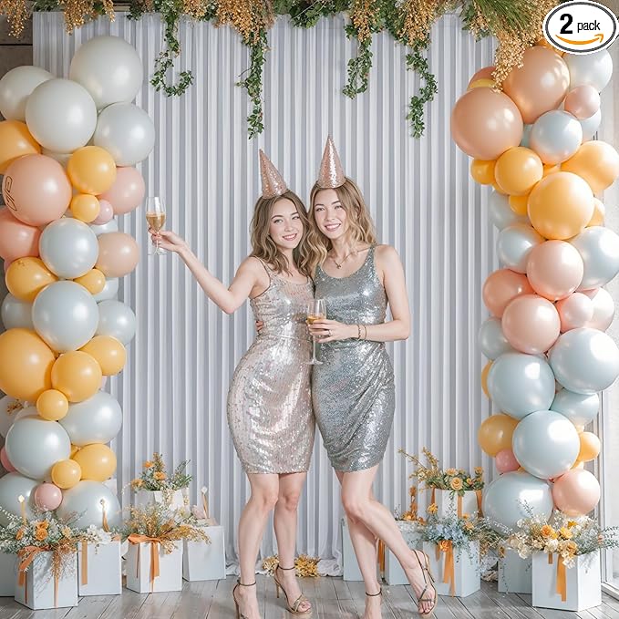 Tao-Ge 10x10 Silver Grey Backdrop Curtain for Parties Wedding Wrinkle Free Silver Grey Photo Curtains Backdrop Drapes Fabric Indoor and Outdoor Decoration for Birthday Party 5ft x 10ft,2 Panels