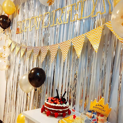 2 Pcs Silver Metallic Tinsel Foil Fringe Curtains Backdrop, 3.28 ft x 6.56 ft Streamers for Birthday Wedding Engagement Bachelorette Party Photo Booth Bridal Shower Baby Shower Decorations Supplies