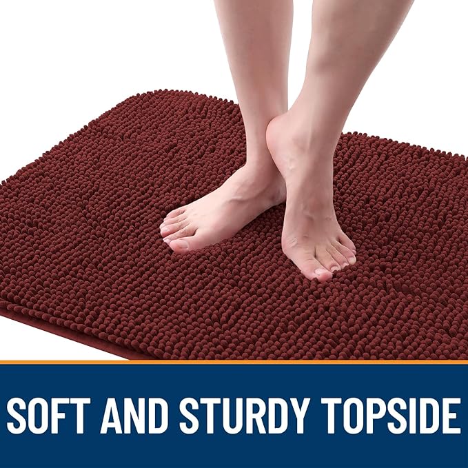 OLANLY Dog Door Mat for Muddy Paws 47x20, Absorbs Moisture and Dirt, Absorbent Non-Slip Washable Doormat, Quick Dry Chenille Mud Mat, Entry Indoor Entryway Carpet for Inside Floor, Caramel Russet