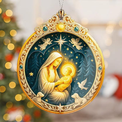 Nativity Mary and Baby Jesus Ornament – Nativity Ornament – Religious Gifts – Christian Decor – Christmas Ornament – Christmas Ornament 2025 – White Elephant Gifts - Xmas Tree Funny Decoration