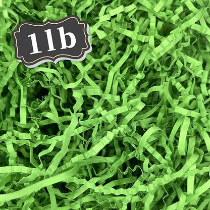 ZEBMOON 1 LB Green Crinkle Cut Paper Shred Filler Great for Gift Wrapping, Basket Filling, Birthday, Wedding, Halloween, Thanksgiving, Christmas Day, New Year Party Decorations Filling Supplies