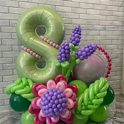 Sage Green Balloon Number 8, 40 Inch Large Self Inflating Foil Number Balloons 0-9, Olive Green Digital 8 Helium Balloon for 8th Girls Boys Women Jungle Safari Birthday Party Anniversary Decorations