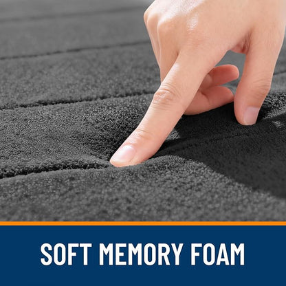 OLANLY Memory Foam Toilet Rugs U Shaped 24x20, Super Soft Absorbent Contour Bath Rugs, Quick Dry, Machine Washable Toilet Mat, Bathmat Floor Carpet, Bathroom Home Decor Accessories, Black