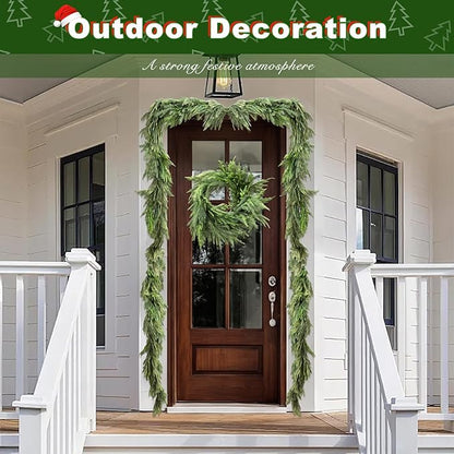 Realistic Norfolk Pine, 9FT Soft-Touch Artificial Christmas Garland for Mantle, Table, Fireplace, Wall & Xmas Decor
