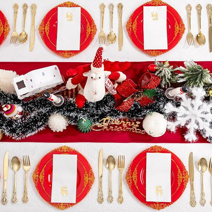 50 Pack Christmas Deer Paper Napkins - Christmas Gold Dinner Napkins - Cloth-like Disposable Hand Towels for Xmas Holiday Table Bathroom Decor Party