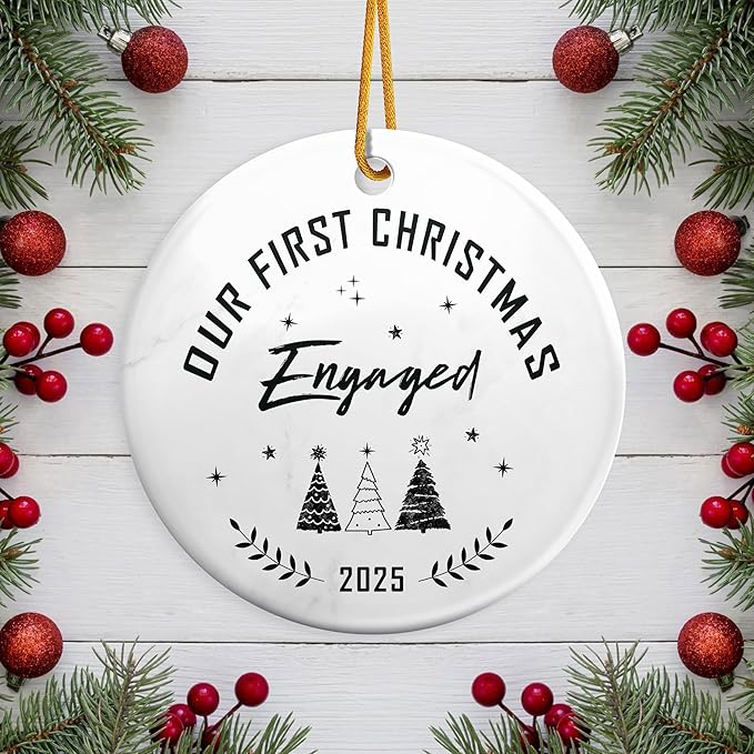 Engagement Gifts for Couples 2025,Our First Christmas Engaged Ornament 2025,Newly Christmas Tree OrnamenGift for Couples,Her, Women,Fiance,Engagement Present Ideas Party Decorations,Bride to Be Gifts