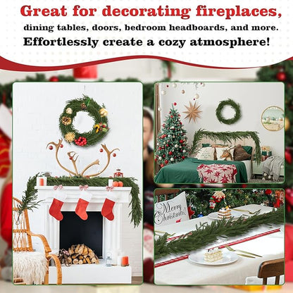 4 Pcs 6 Ft Christmas Norfolk Pine Garlands, Christma Greenery, Christmas Decor, Christma Garland Faux for Table, Mantle, Wall, Indoor, Outdoor Christma Decorations (4Pcs,6 FT)
